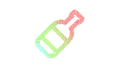 Icon wine bottle is made up of LED square shapes. There are bright diodes and there are black dead diodes