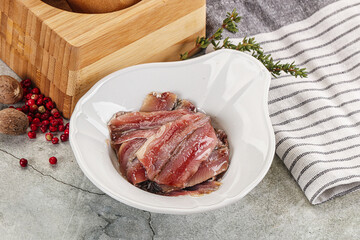 Anchvy canned fish fillet preserve