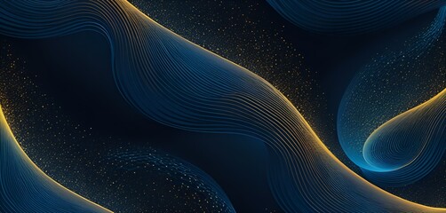 Fototapeta premium Blue gold digital background image, curve, light, texture, space, banner