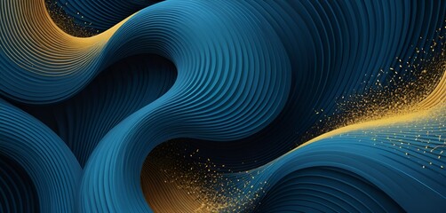 Blue gold digital background image, curve, light, texture, space, banner