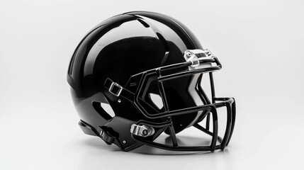 Fototapeta premium Black football helmet with facemask, isolated on white background.