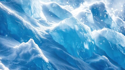 Obraz premium Close-up of glistening blue ice and snow formations.