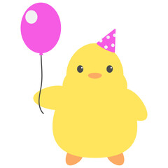 Chick Holding Balloon