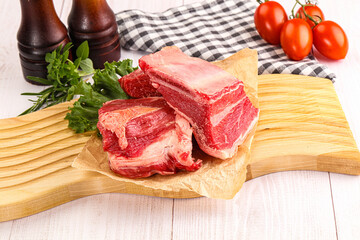 Raw beef rib for cooking