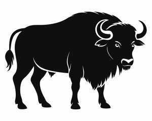 silhouette of Buffalo vector on white background