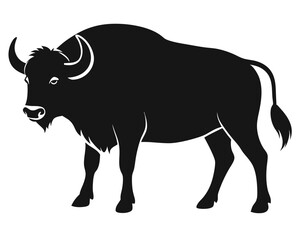 silhouette of Buffalo vector on white background