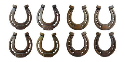 Vintage Horseshoes Collection on Transparent Background, PNG collection, set bundle, isolate on transparent or white background