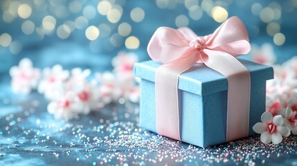 Gift box in elegant presentation for celebration concepts.