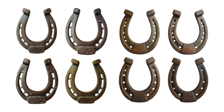 Vintage Horseshoes Collection on Transparent Background, PNG collection, set bundle, isolate on transparent or white background