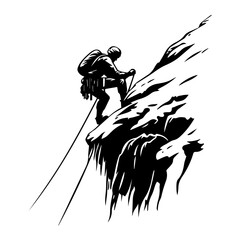 Black and White Climbing Silhouette