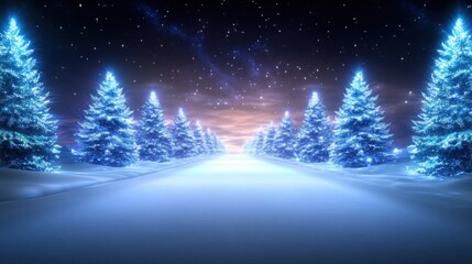 Naklejka premium Tranquil winter wonderland a magical journey through scenic christmas forests and snowy landscapes