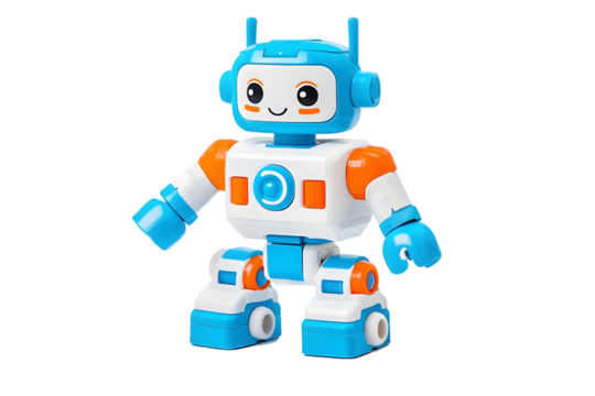 "Smiling Blue Robot Toy"

