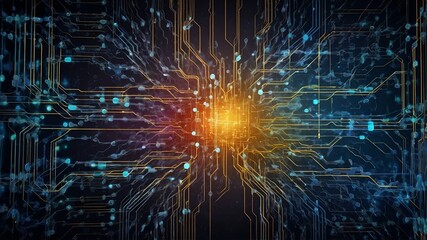 Digital background perfect for tech processes, neural networks, artificial intelligence, data transfer and security, ai generated background for digital storage, multimedia presentations