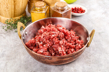 Raw beef minced meat for cooking