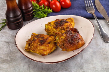 Roasted chicken thighs  with spices