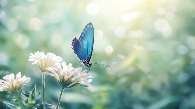 a morpho butterfly on a flower