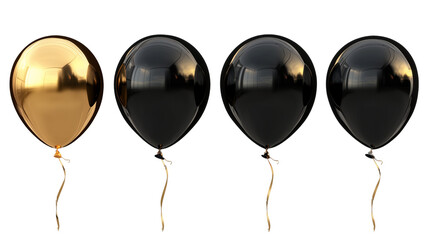 Set of black and golden balloons f Black Friday isolated on background 