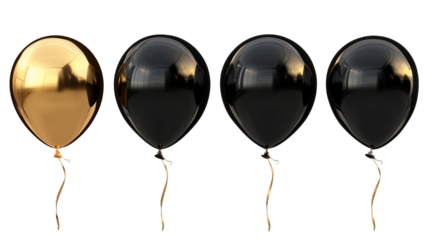Set of black and golden balloons f Black Friday isolated on background 