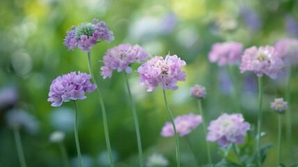 Obraz premium Serene Meadow of Pastel Pink Flowers