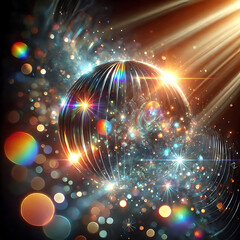 Iridescent Light and Colorful Reflections on a Dark Background