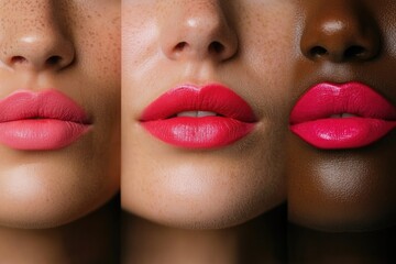 Naklejka premium Diverse Women Displaying Various Lipstick Shades