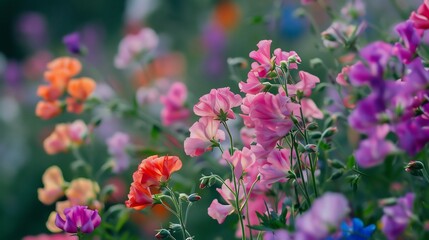 Obraz premium Vibrant Sweet Pea Meadow: A Symphony of Colors