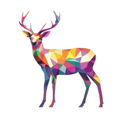Colorful Low Poly Deer Vector illustration on isolated background