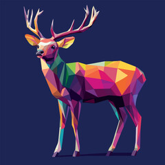 Colorful Low Poly Deer Vector illustration on isolated background