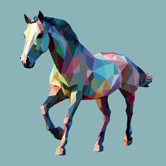 Colorful Low Poly Horse Vector illustration on isolated background