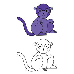 Monkey Cartoon Vector Icon Illustration. Children's monkey art. Vector icon.