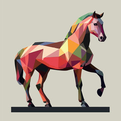 Colorful Low Poly Horse Vector illustration on isolated background