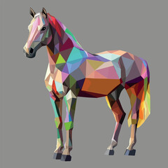 Colorful Low Poly Horse Vector illustration on isolated background