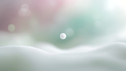 White sphere above soft white surface pastel background