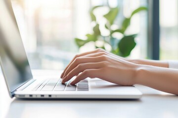 Hands Typing on a Laptop Computer Keyboard