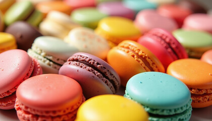 Obraz premium Colorful assortment of macarons, showcasing various flavors and vibrant hues