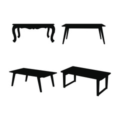 Furniture Chair and Table Silhouette Set,  Vector Illustration Collection
