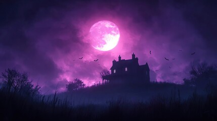 arafed image of a castle with a full moon in the background