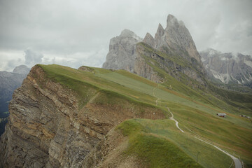view of the Seceda area in the Italian Dolomites