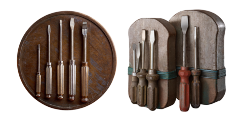 Vintage Hand Tools on Display, PNG collection, set bundle, isolate on transparent or white background