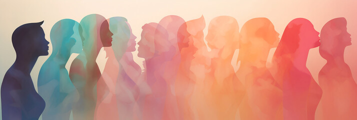 Abstract silhouettes in colorful gradient layers