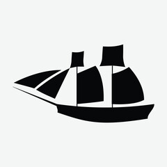 Ships and boats . Barge, cruise ship, shipping and fishing boat signs. Black silhouette of marine vehicles illustration
