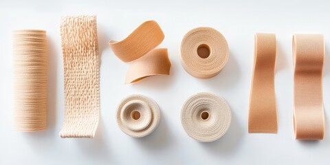 Elastic bandage presented in isolation on a white background, showcasing the versatility and functionality of the elastic bandage in various applications for support and compression needs.