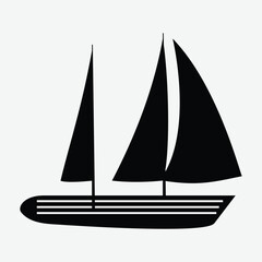 Ships and boats . Barge, cruise ship, shipping and fishing boat signs. Black silhouette of marine vehicles illustration
