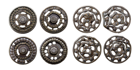 Vintage Bicycle Gear Cogs on Transparent Background, PNG collection, set bundle, isolate on...