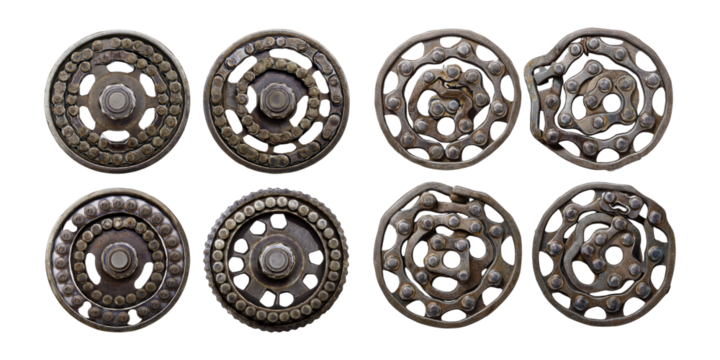 Vintage Bicycle Gear Cogs on Transparent Background, PNG collection, set bundle, isolate on transparent or white background