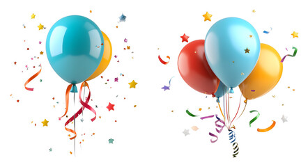 Colorful Balloons with Confetti and Streamers for Celebrations