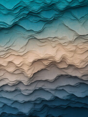 Fototapeta premium Layered abstract background with wavy textures in blue and beige tones, evoking depth and movement. Perfect for design projects or as calming wallpaper