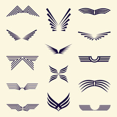 Geometric wings icon collection