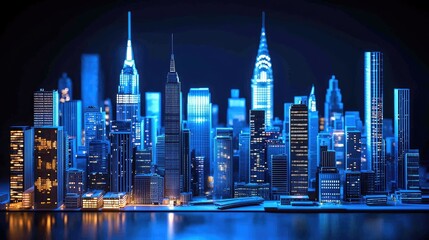 Fototapeta premium This detailed architectural model represents a bustling urban skyline crafted at a miniature scale