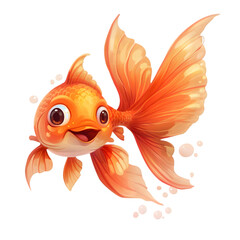 Fototapeta premium happy goldfish cartoon on white background